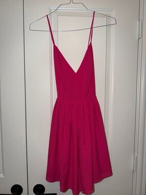 NBD Fuchsia V-Neck Fit-and-Flare Dress
